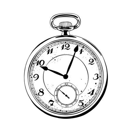 Pocket watch. Hand drawn vintage pocket watch illustrations.のイラスト素材