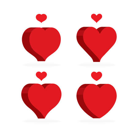 Hearts. Hearts isometric vector illustration. Hearts icons.のイラスト素材