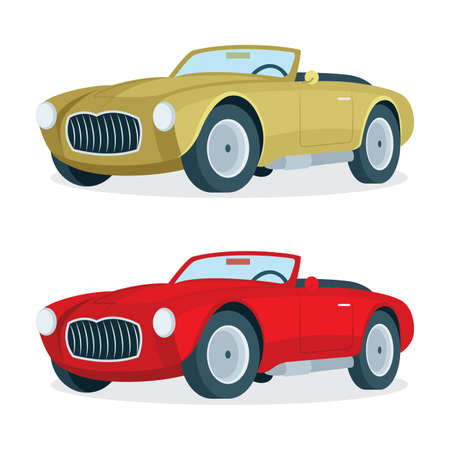 Cabriolet Luxury cabriolet sport car. Vintage red cabriolet car.のイラスト素材