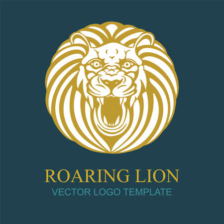 Lion. Hand drawing roaring lion vector illustration. Roaring lion head  . Part of set.のイラスト素材