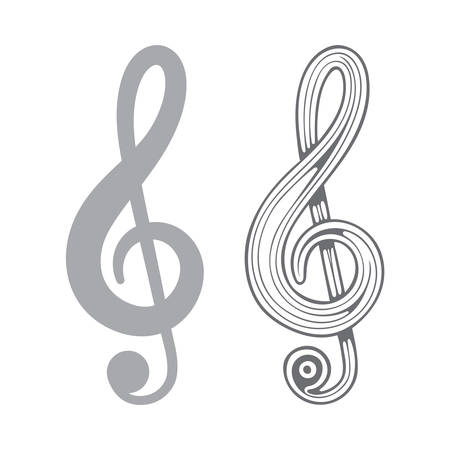 Music key. Musical key hand drawn vector illustration. Music key vintage style sketch drawing. Part of set.のイラスト素材