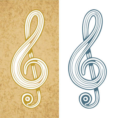 Music key. Musical key hand drawn vector illustration. Music key vintage style sketch drawing. Part of set.のイラスト素材