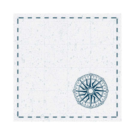 Map and wind rose symbol. Vintage style map and compass vector illustration. Part of set.のイラスト素材