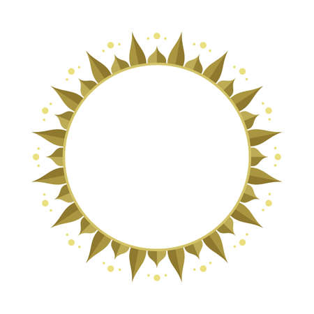 Sun. Vintage style hand drawn round frame. Abstract flower sketch illustration. Part of set.のイラスト素材
