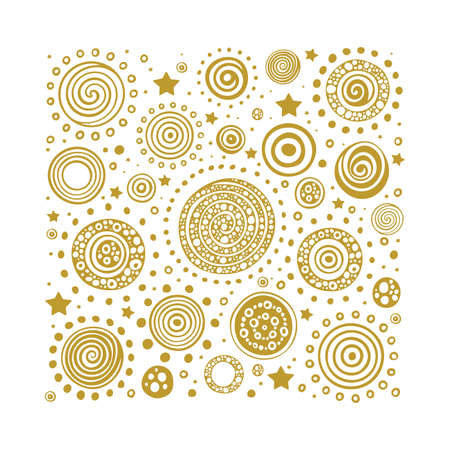 Sun. Hand drawn sun vector illustrations background. Abstract sun, planets and stars sketch drawing pattern. Part of set.のイラスト素材