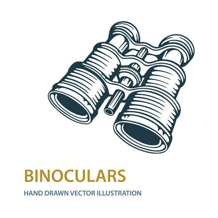 Binocular. Hand drawn binocular vector illustration. Binocular sketch drawing icon. Part of set.のイラスト素材