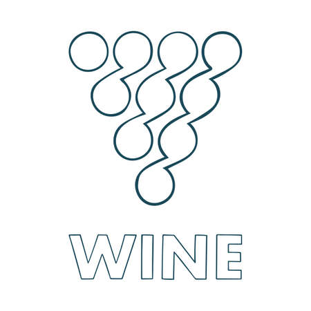 Grape bunch hand drawn abstract vector illustration. Stylized sketch drawn bunch of grapes. Part of set.のイラスト素材