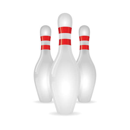 Bowling. Bowling pin realistic vector icon illustrations set.のイラスト素材