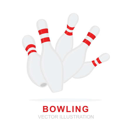 Bowling. Bowling pin realistic vector icon illustrations set.のイラスト素材
