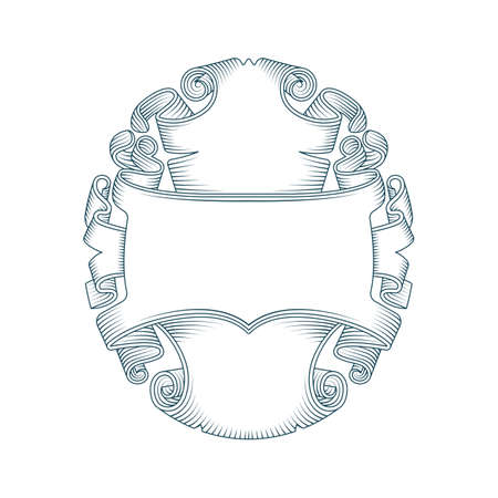 Vintage style luxury label design template. Hand drawn calligraphy ornate swirls and vignettes. Part of set.のイラスト素材