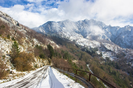Apuan Alps snowの写真素材