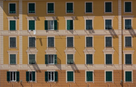 elevation of a building in Camogliの写真素材