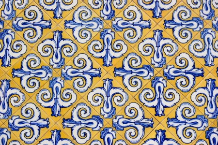 tile decorated by handの写真素材