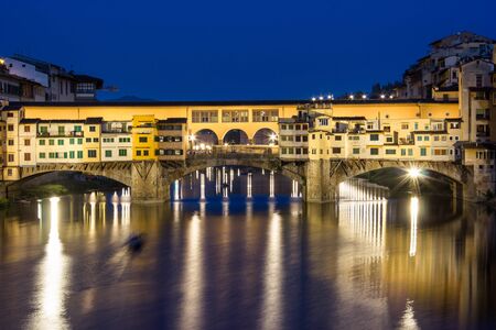 Old Bridge, the most famous bridge in Florence, Tuscanyの写真素材