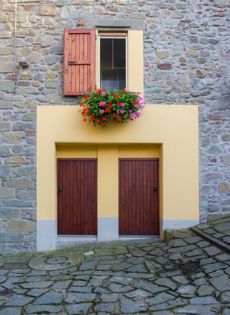 Window with flowersの写真素材