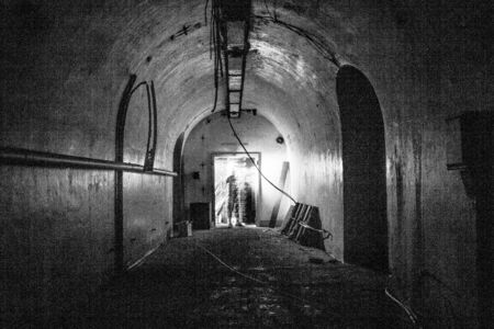 old military shelter abandoned to decay and neglect of the timeの写真素材