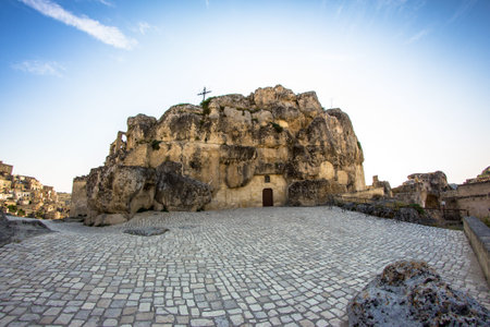 The Sassi of Matera are the historic city of Materaの写真素材