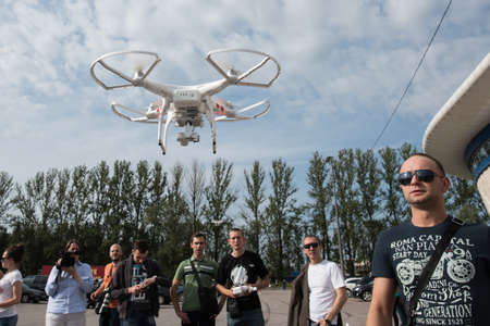 St. Petersburg, Russia - July 18, 2015: Training Course on management training drones DJIのeditorial素材