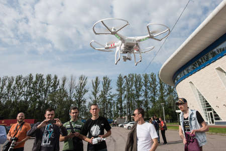 St. Petersburg, Russia - July 18, 2015: Training Course on management training drones DJIのeditorial素材