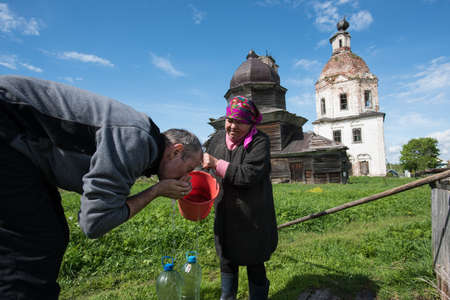 Vologda region, Russia - May 24, 2015: Temple complex. Church of the Holy Cross and the Assumption of Maryのeditorial素材