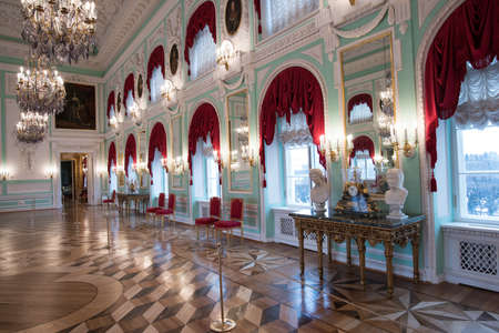 St. Petersburg, Russia - February 12, 2015: The Grand Palace in Peterhof, the Throne Roomのeditorial素材