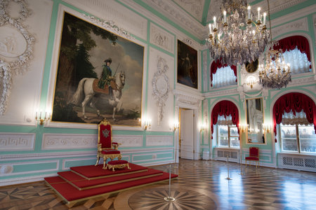 St. Petersburg, Russia - February 12, 2015: The Grand Palace in Peterhof, the Throne Roomのeditorial素材