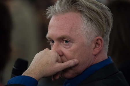 St. Petersburg, Russia - February 5, 2015: Philip Treacy famous modern Irish fashion-hatter at the opening of his exhibitionのeditorial素材