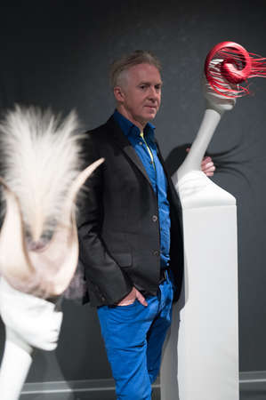 St. Petersburg, Russia - February 5, 2015: Philip Treacy famous modern Irish fashion-hatter at the opening of his exhibitionのeditorial素材