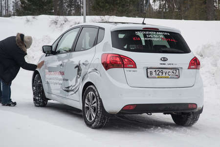 St. Petersburg, Russia - February 14, 2015: Test Drive of KIA Wenga (updated version in 2015)のeditorial素材