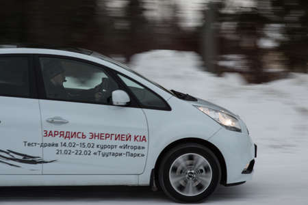 St. Petersburg, Russia - February 14, 2015: Test Drive of KIA Wenga (updated version in 2015)のeditorial素材