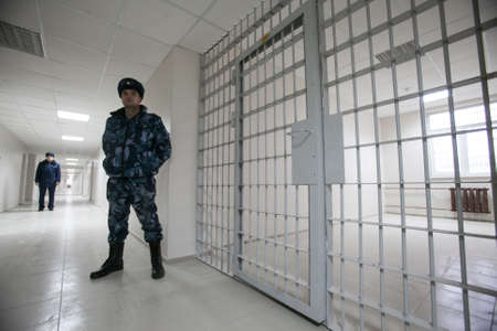 St. Petersburg, Russia - December 3, 2015: Federal Penitentiary Service held a press tour for journalists - has introduced a new detention facility "Crosses 2"のeditorial素材