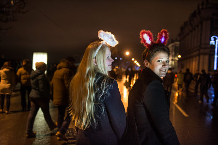 St. Petersburg, Russia on Dec. 1, 2013: New Year's Eve at the Palace square.のeditorial素材