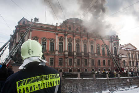 St. Petersburg, Russia - February 28, 2012: In the palace of the Princes Beloselsky-Belozersky on the Nevsky Prospect St. Petersburg there was a fireのeditorial素材