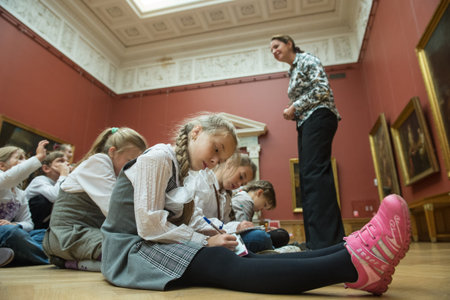 St. Petersburg, Russia - September 21, 2012: Children on an excursion to Russian Museum considered...