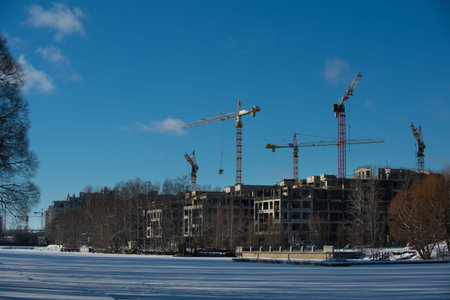 Saint-Petersburg, Russia - February 16, 2016: the construction of a residential complex on the...