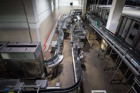 Saint-Petersburg, Russia - March 1, 2016: Top view to  the production lines forof beer.  Beer production plantのeditorial素材