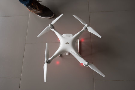 Saint-Petersburg, Russia - March 26, 2016: Presentation of new aviation equipment company DJIのeditorial素材