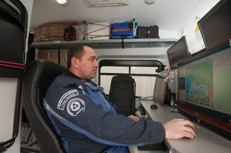 Saint-Petersburg, Russia - April 6, 2016: Mobile point of Intelligence radiological accidents in the...