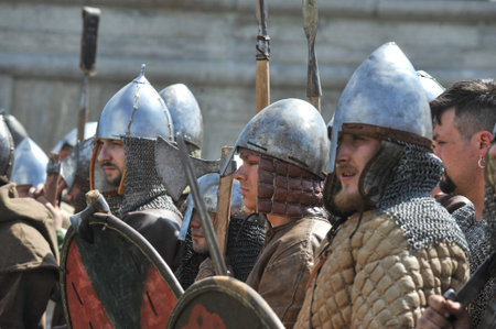 Saint-Petersburg, Russia - 15 May 2010: Festival Legends of the Norwegian Viking, on the banks of...