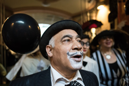 Saint-Petersburg, Russia - June 16, 2016:  Bloomsday the annual worldwide festival fans the famous Irish writer James Joyce. Costume parade through the streets of the city.のeditorial素材