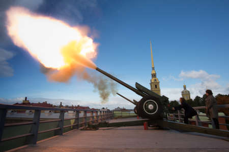 Saint-Petersburg, Russia - September 25, 2016: The famous French actress Isabelle Huppert on Film Festival "Message to Man". Midday cannon shot from the fortressのeditorial素材