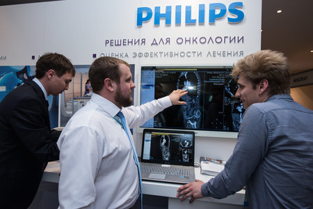 Saint-Petersburg, Russia - June 23, 2016: Exhibition of medical equipment, instruments, medicines to...