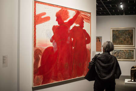 Saint-Petersburg, Russia - November 30, 2016: Exhibition in the Central Exhibition Hall "Manege". Greek art from 1930 to the present day.のeditorial素材