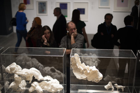 Saint-Petersburg, Russia - November 30, 2016: Exhibition in the Central Exhibition Hall "Manege". Greek art from 1930 to the present day.のeditorial素材