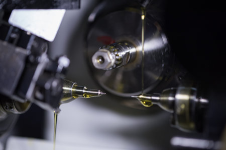 Making small gears for mechanical wrist watches on a lathe milling machineの写真素材