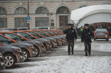 Saint-Petersburg, Russia - January 30, 2017: cars-sharing - the opening of a new service car rental...
