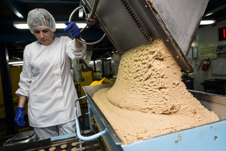 Leningrad region, Russia - February 14, 2017: The production line of confectionery factory Beloved...