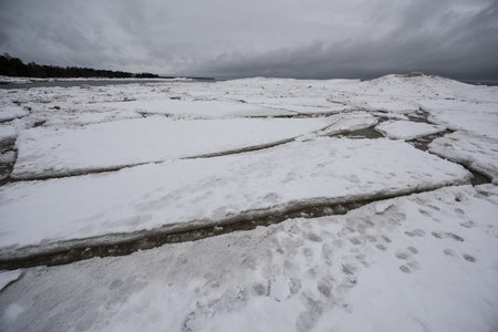 The southern shore of Lake Ladoga - the largest fresh water source in Europe. It is located in the...