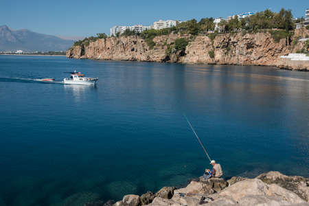 Antalya, Turkey - October 17, 2017: View of the Mediterranean Sea from the city's central park of Karaaliogluのeditorial素材