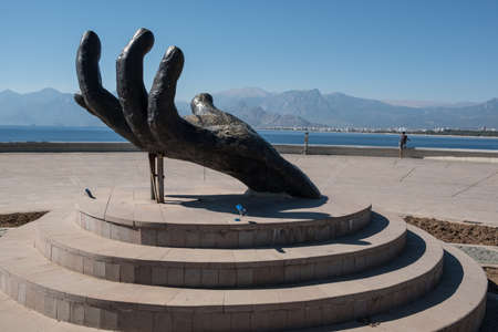 Antalya, Turkey - October 17, 2017: View of the Mediterranean Sea from the city's central park of Karaaliogluのeditorial素材